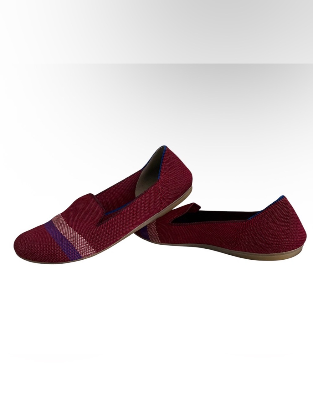 Rothy’s Women's Burgundy Slip-On Loafers with Purple Accent size 7